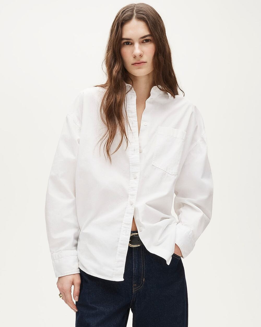 J. Crew Petite Étienne Oversized Shirt in Lightweight Oxford White Size SP NWT